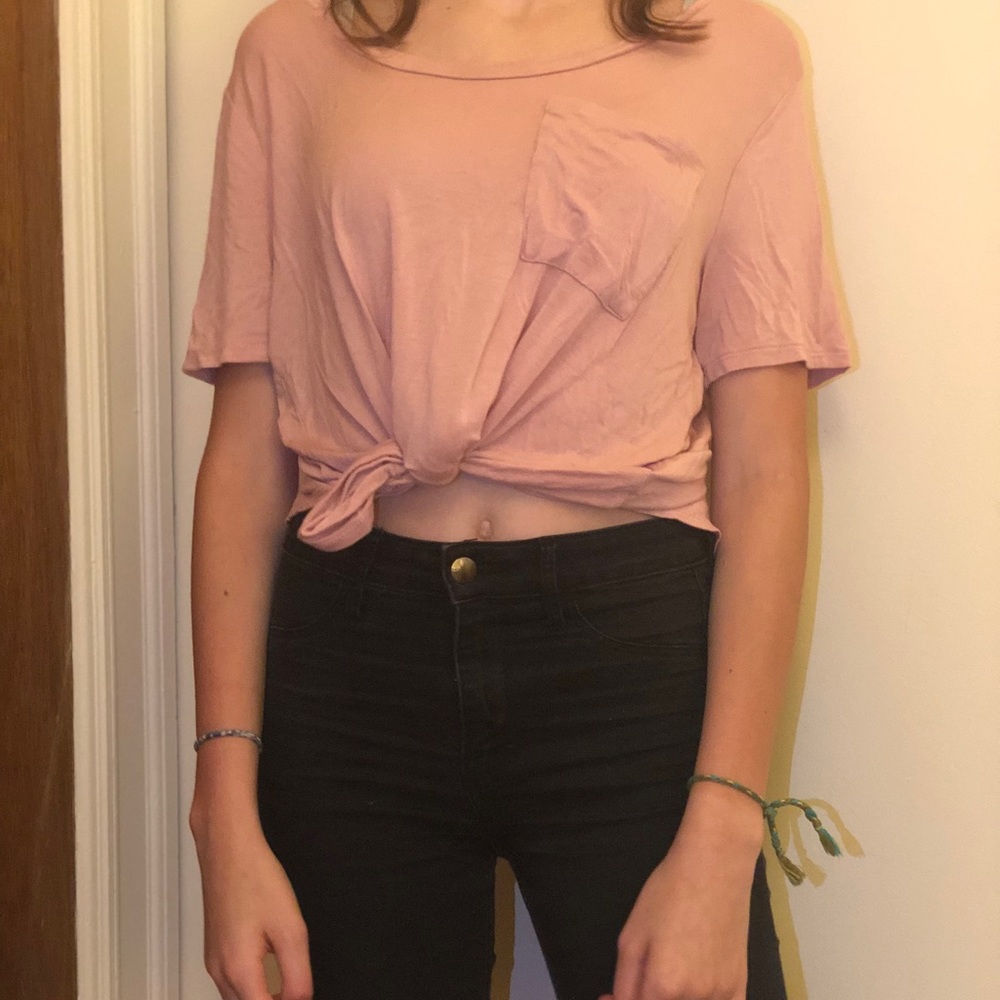 charlotte russe pink round neck tee